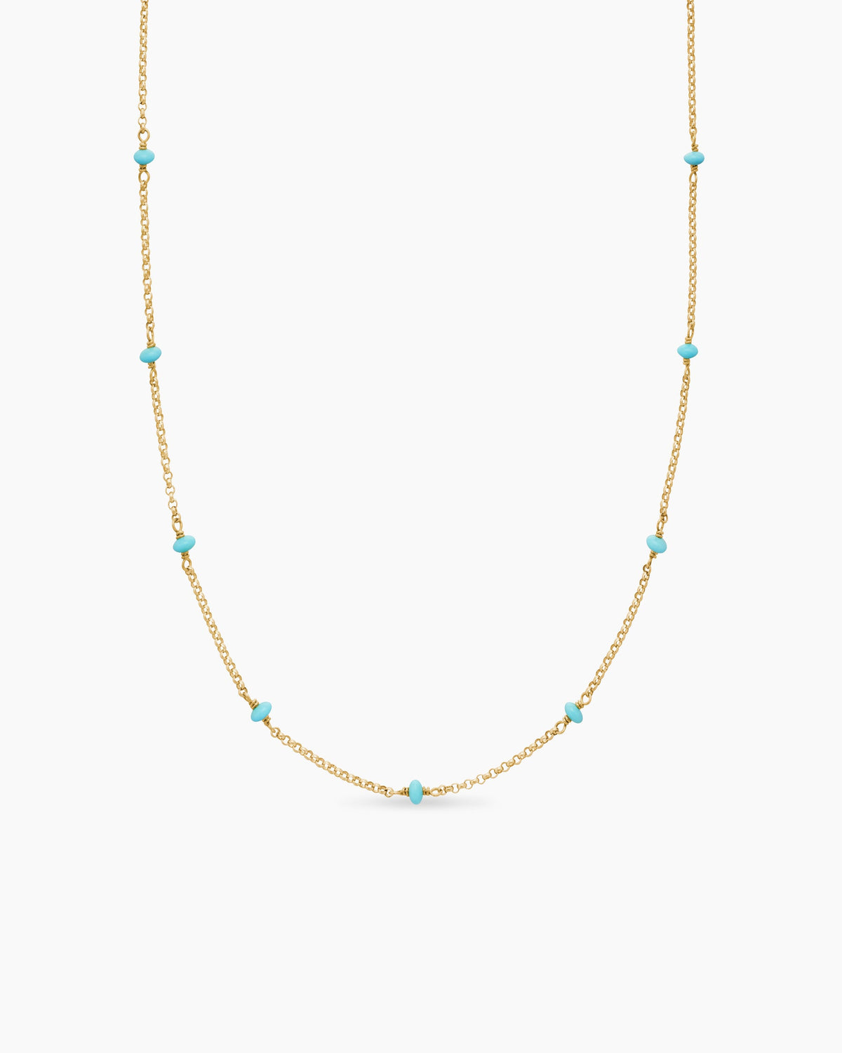 Cable Collectibles® Bead and Chain Necklace in 18K Yellow Gold with Rubies, 3.5mm