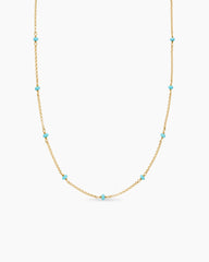 Cable Collectibles® Bead and Chain Necklace in 18K Yellow Gold with Rubies, 3.5mm