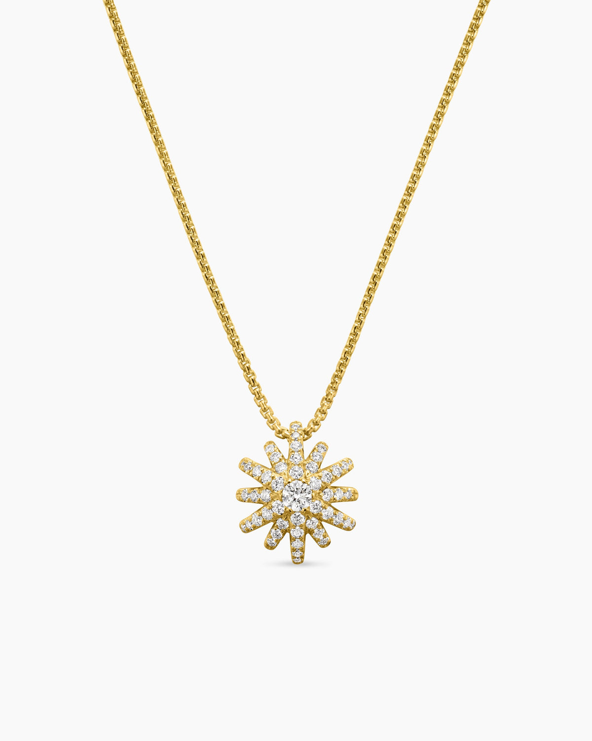 Starburst Pendant Necklace in 18K Yellow Gold with Diamonds, 11mm