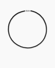Spiritual Beads Necklace with Black Onyx and Sterling Silver, 5mm