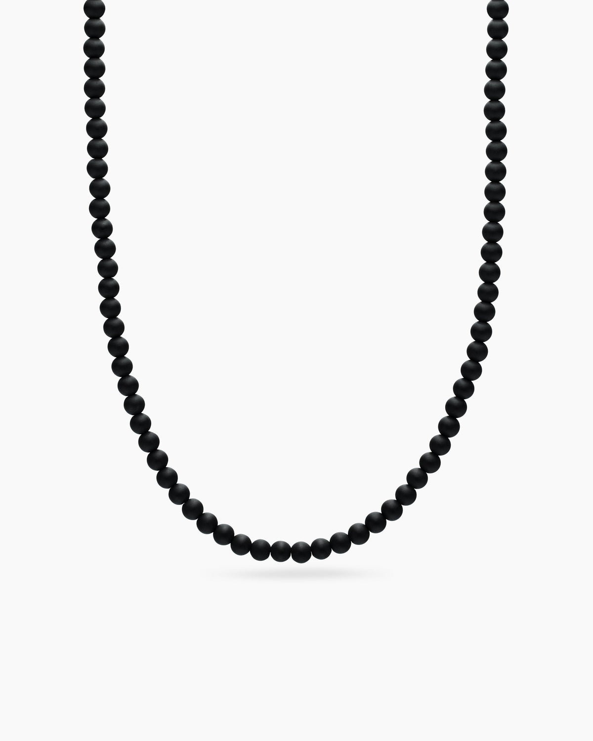 Spiritual Beads Necklace with Black Onyx and Sterling Silver, 5mm