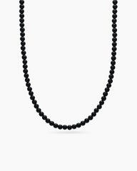Spiritual Beads Necklace with Black Onyx and Sterling Silver, 5mm