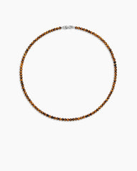 Spiritual Beads Necklace with Tiger’s Eye and Sterling Silver, 5mm