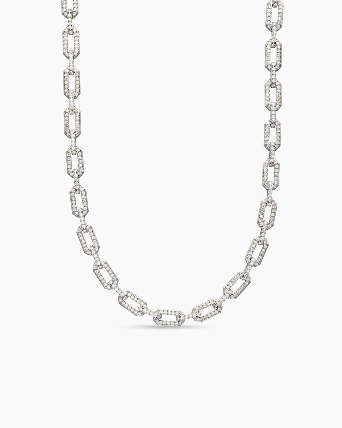 Pavé Chain Necklace in 18K White Gold with Diamonds, 7mm