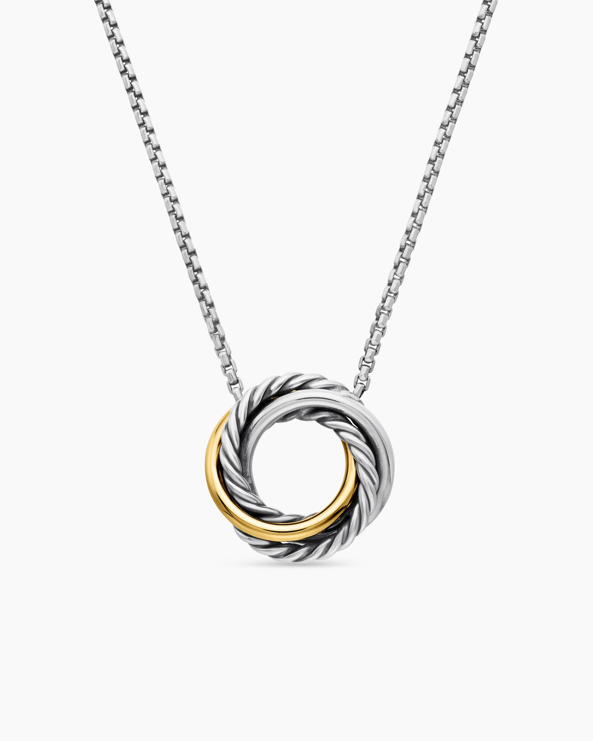 Crossover Pendant Necklace in Sterling Silver with 18K Yellow Gold, 14.5mm