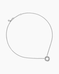 Crossover Pendant Necklace in Sterling Silver with Diamonds, 14.5mm