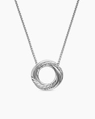 Crossover Pendant Necklace in Sterling Silver with Diamonds, 14.5mm