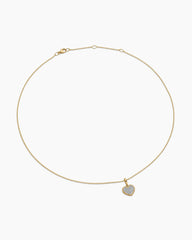 Cable Collectibles® Pavé Plate Heart Necklace in 18K Yellow Gold with Diamonds, 11.5mm