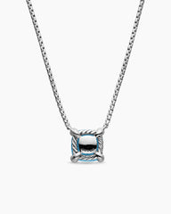 Petite Chatelaine® Pendant Necklace in Sterling Silver with Blue Topaz and Diamonds, 9mm
