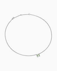 Petite Chatelaine® Pendant Necklace in Sterling Silver with Prasiolite and Diamonds, 9mm