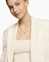 Petite Chatelaine® Pendant Necklace in Sterling Silver with Prasiolite and Diamonds, 9mm