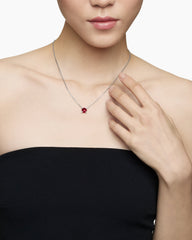 Petite Chatelaine® Pendant Necklace in Sterling Silver with Rhodolite Garnet and Diamonds, 9mm