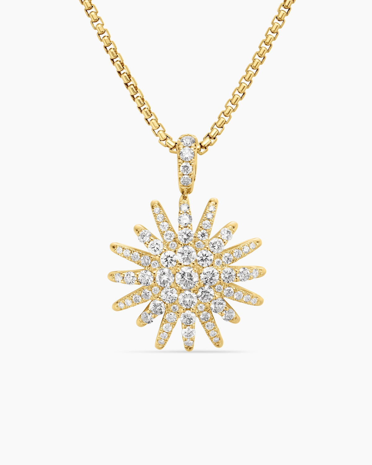 Starburst Pendant Necklace in 18K Yellow Gold with Diamonds, 20mm