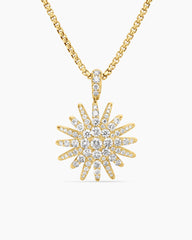 Starburst Pendant Necklace in 18K Yellow Gold with Diamonds, 20mm