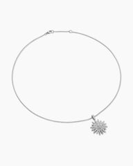 Starburst Pendant Necklace in 18K White Gold with Diamonds, 20mm