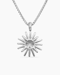 Starburst Pendant Necklace in 18K White Gold with Diamonds, 20mm