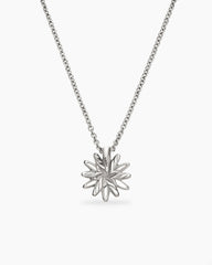 Petite Starburst Pendant Necklace in Sterling Silver with Diamonds, 10.5mm