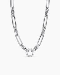 Lexington E/W Chain Necklace in Sterling Silver with Diamonds, 7mm