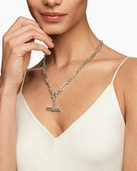 Lexington E/W Chain Necklace in Sterling Silver with Diamonds, 7mm