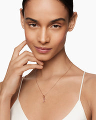 Cable Collectibles® Ribbon Necklace in 18K Rose Gold with Pavé Pink Sapphires, 15.7mm