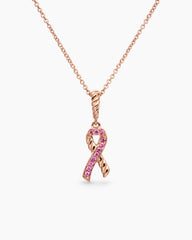 Cable Collectibles® Ribbon Necklace in 18K Rose Gold with Pavé Pink Sapphires, 15.7mm