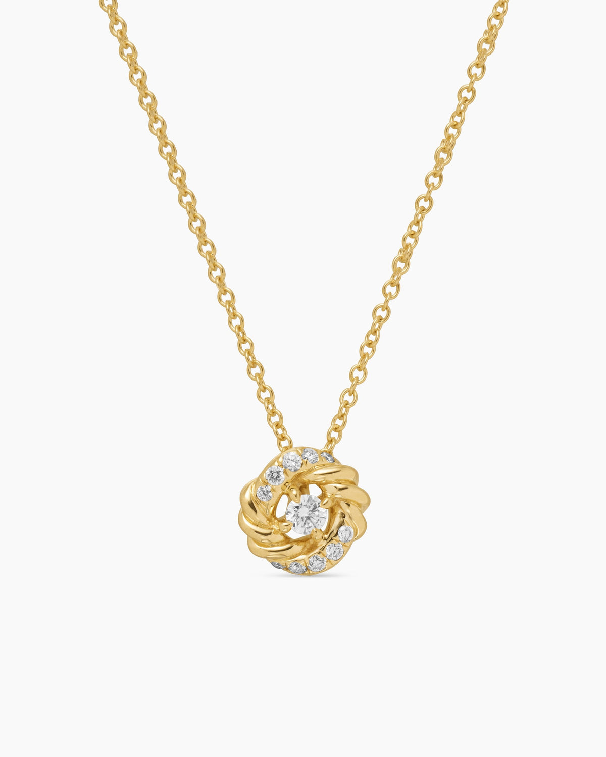 Petite Infinity Pendant Necklace in 18K Yellow Gold with Diamonds, 8mm