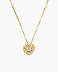 Petite Infinity Pendant Necklace in 18K Yellow Gold with Diamonds, 8mm