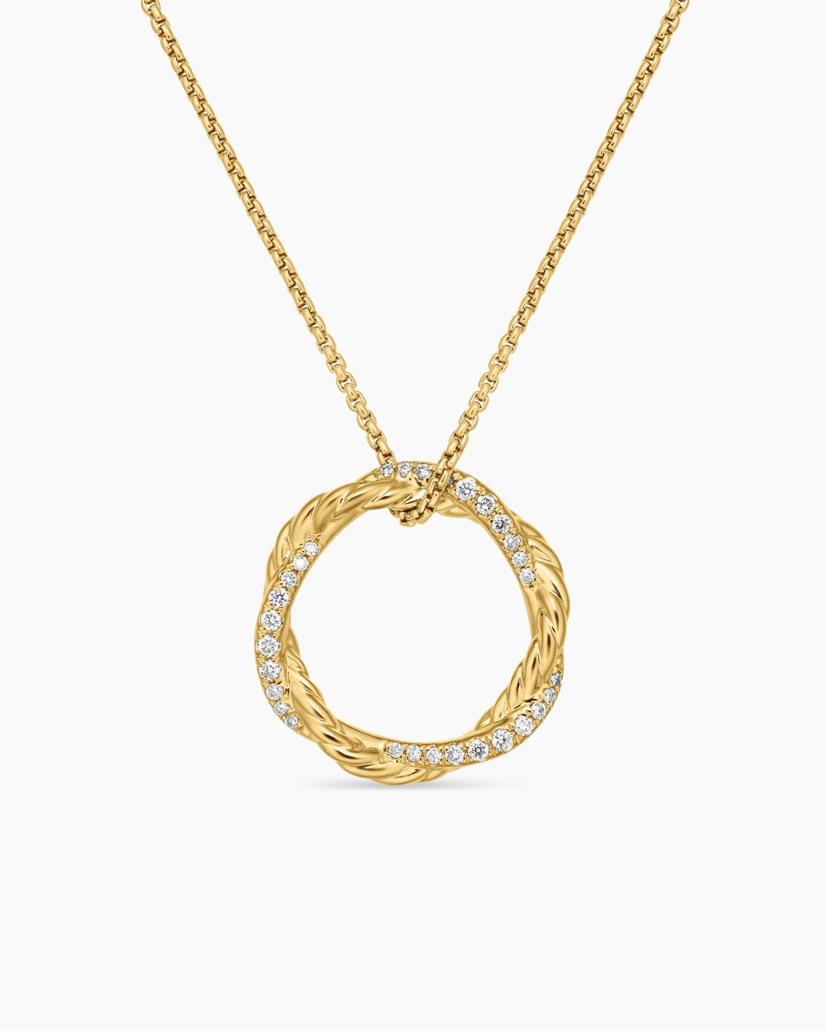 Petite Infinity Pendant Necklace in 18K Yellow Gold with Diamonds, 18mm