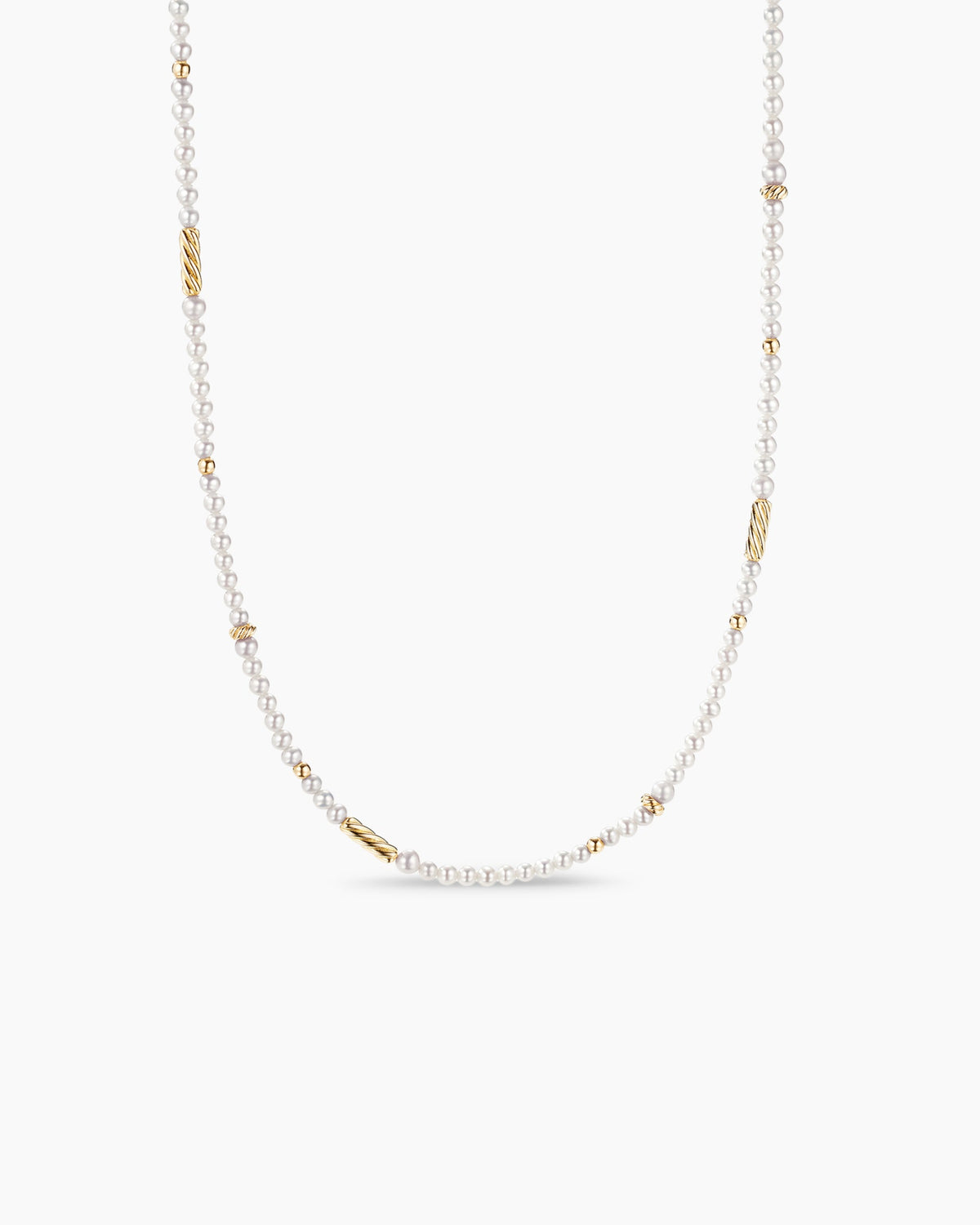 Color Bead Necklace in 18K Yellow Gold with Pearls, 4mm
