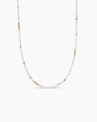 Color Bead Necklace in 18K Yellow Gold with Pearls, 4mm