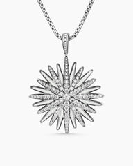 Starburst Pendant in Sterling Silver with Diamonds, 32mm