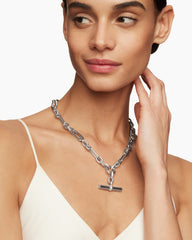 Lexington Chain Necklace in Sterling Silver with Diamonds, 9.8mm