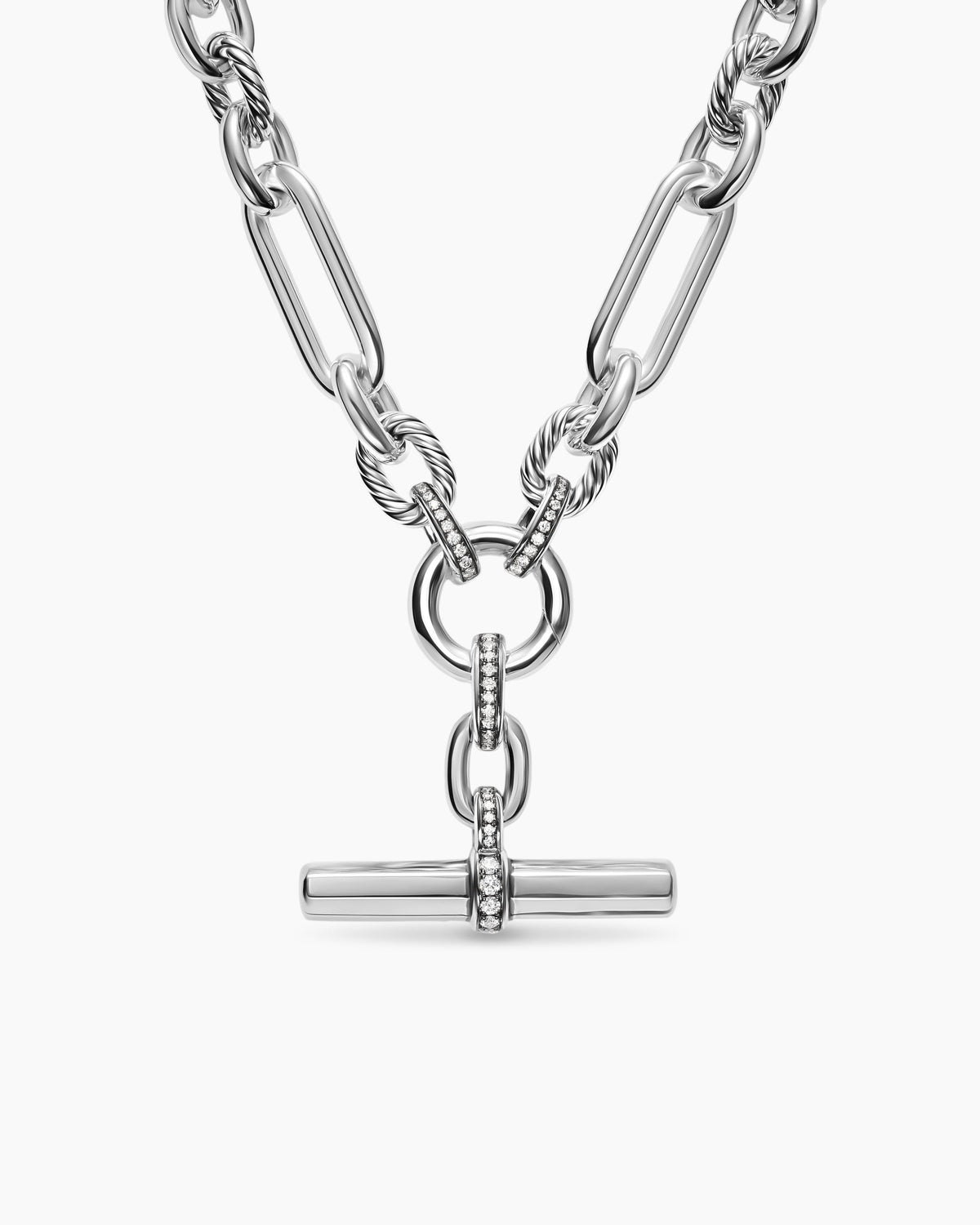 Lexington Chain Necklace in Sterling Silver with Diamonds, 9.8mm