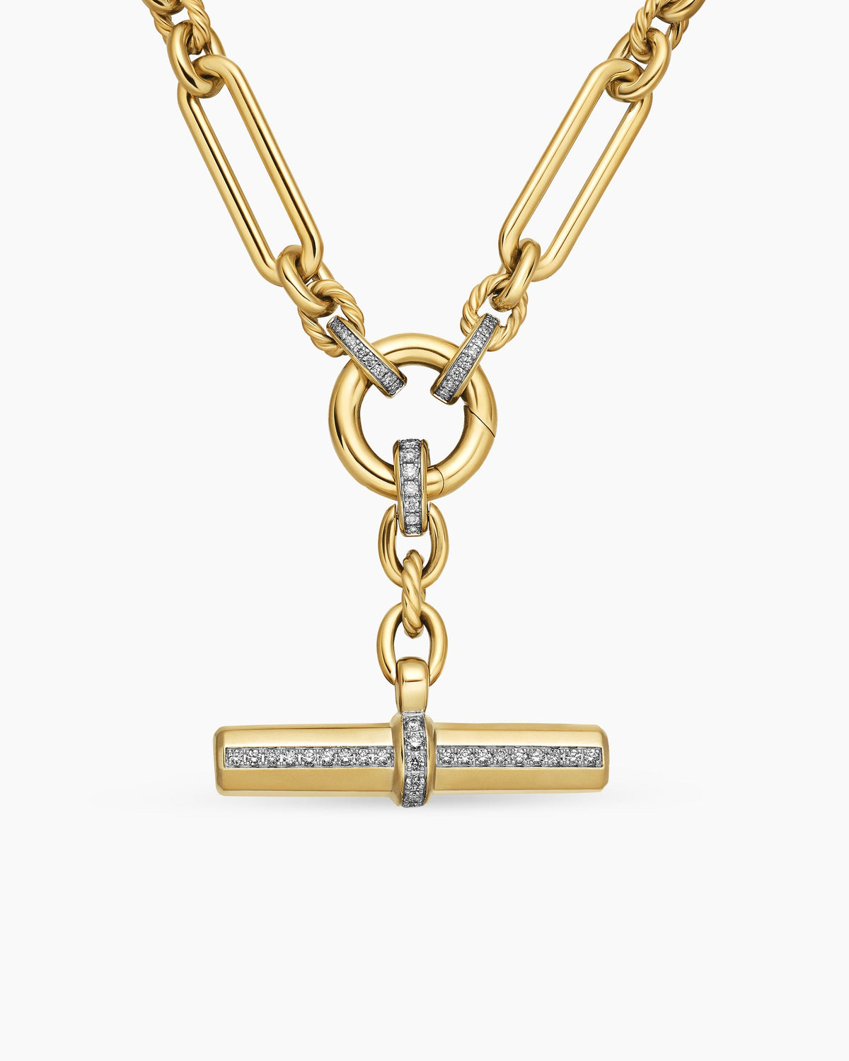 Lexington E/W Chain Necklace in 18K Yellow Gold with Diamonds, 6.5mm