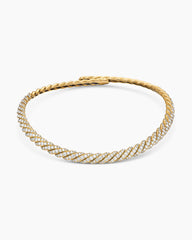 Sculpted Cable Flex Necklace in 18K Yellow Gold with Diamonds, 7.5mm