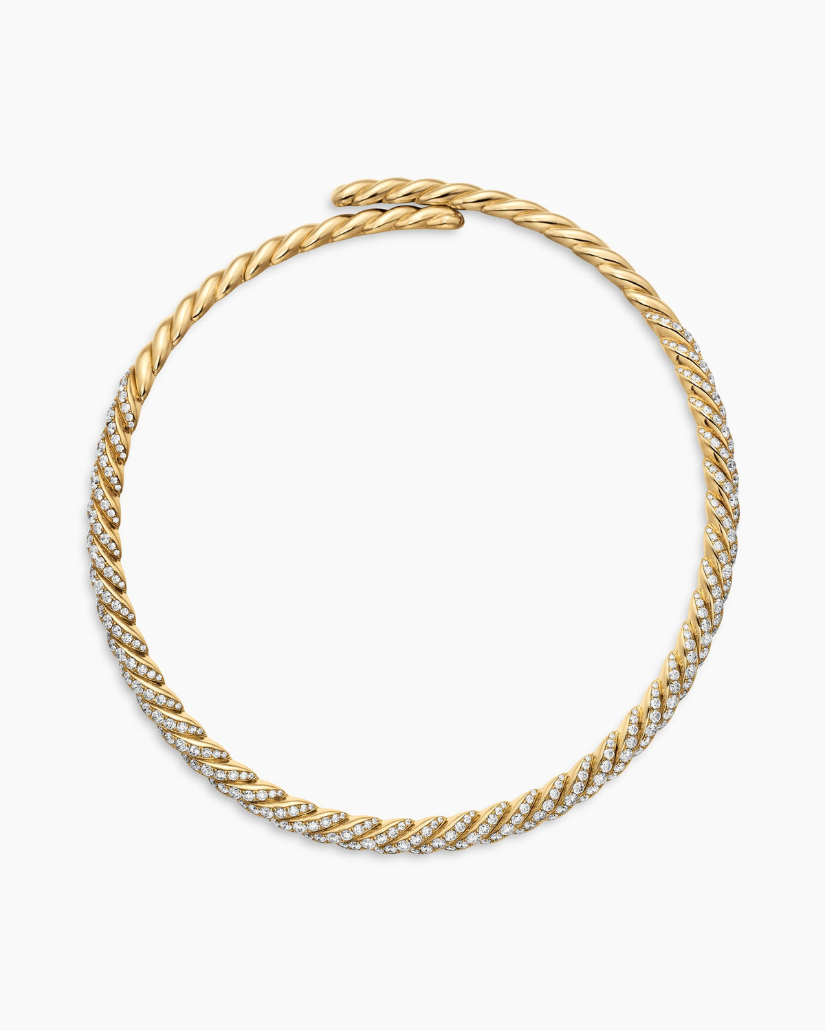 Sculpted Cable Flex Necklace in 18K Yellow Gold with Diamonds, 7.5mm