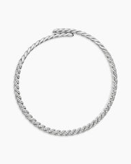 Sculpted Cable Flex Necklace in 18K White Gold with Diamonds, 7.5mm