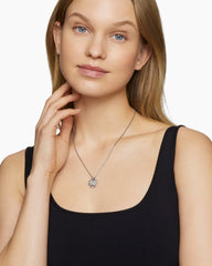 Starburst Pendant Necklace in Sterling Silver with Diamonds, 19mm