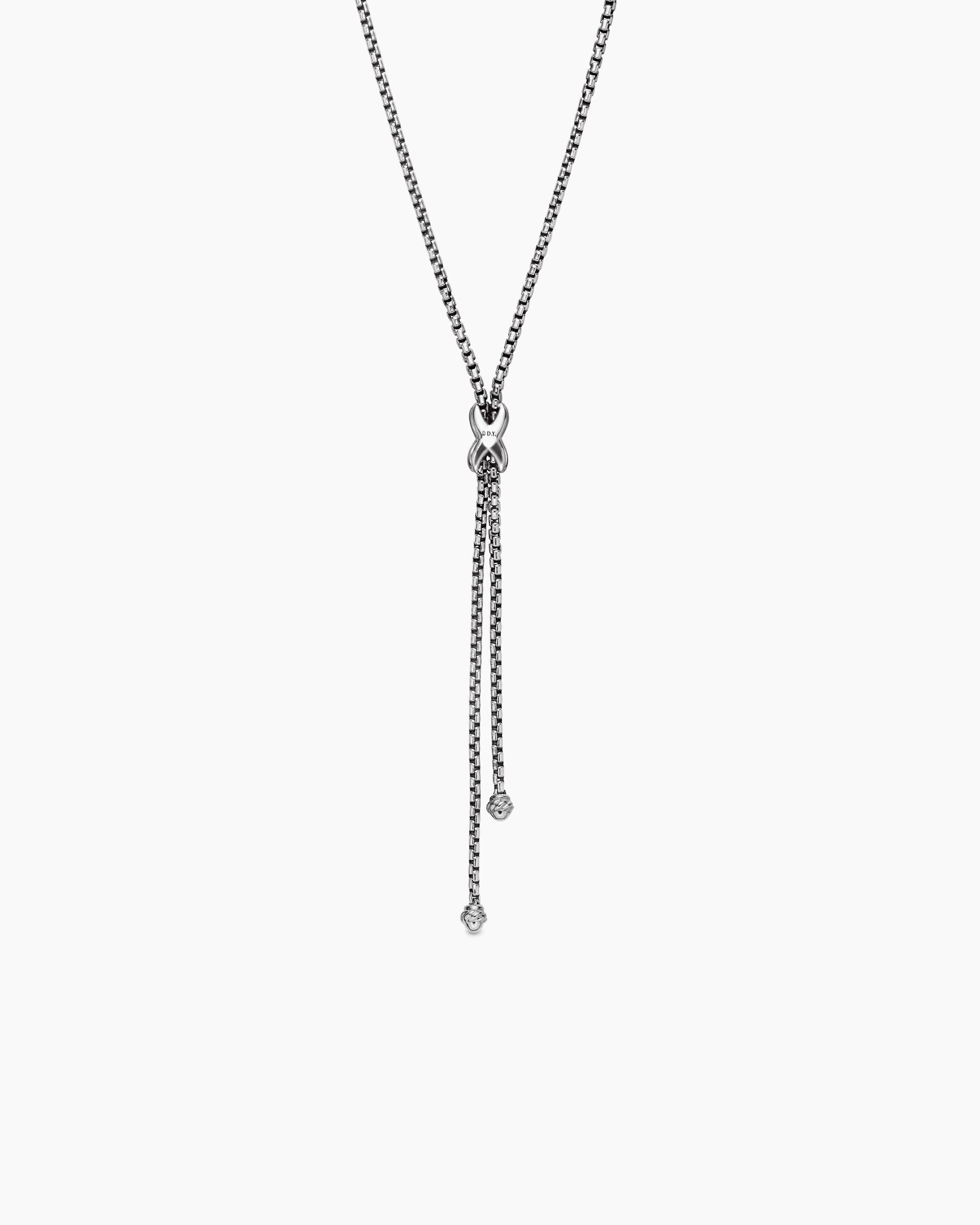 Petite X Lariat Necklace in Sterling Silver with 18K Yellow Gold