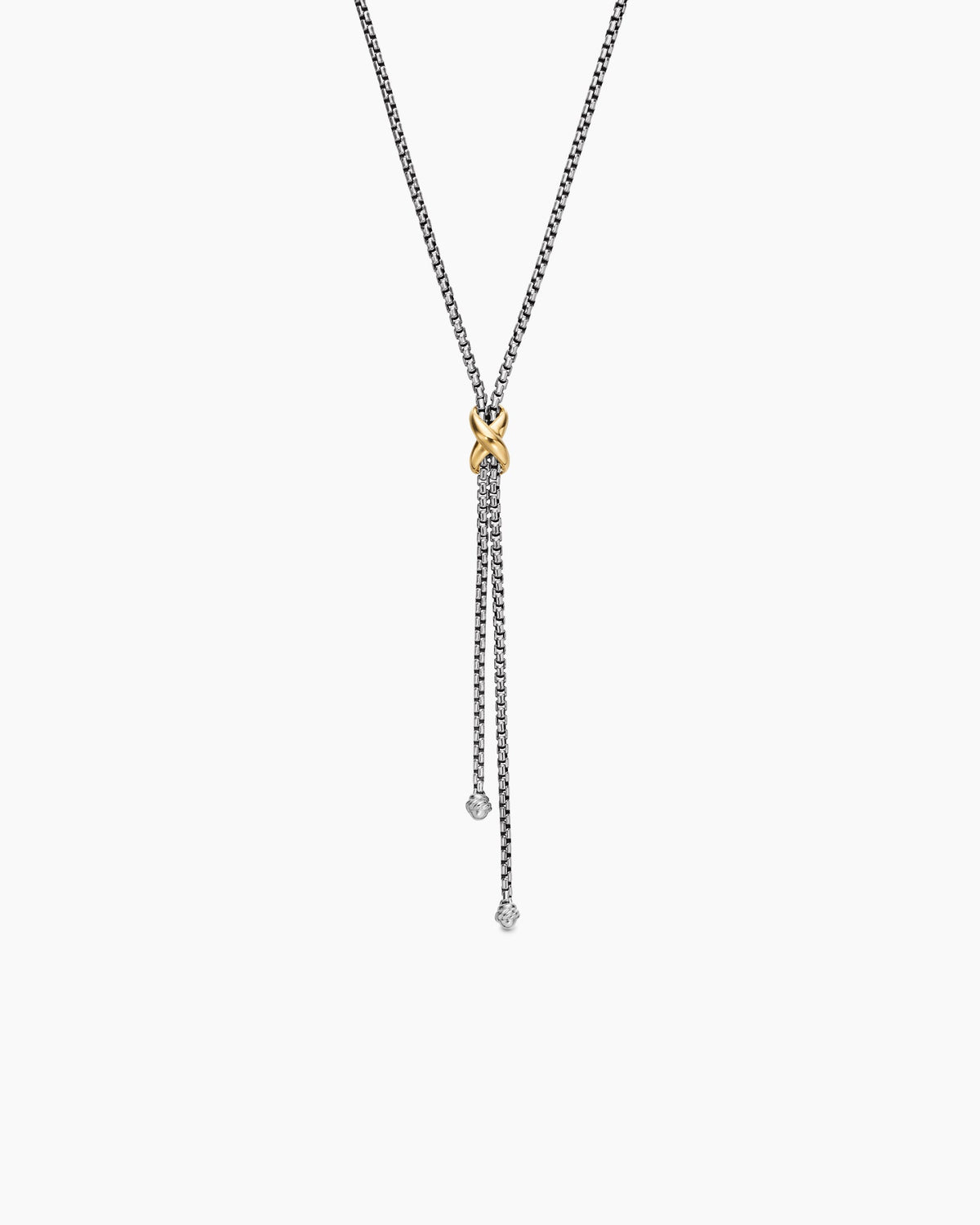 Petite X Lariat Necklace in Sterling Silver with 18K Yellow Gold