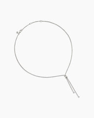 Petite X Lariat Necklace in Sterling Silver with Diamonds