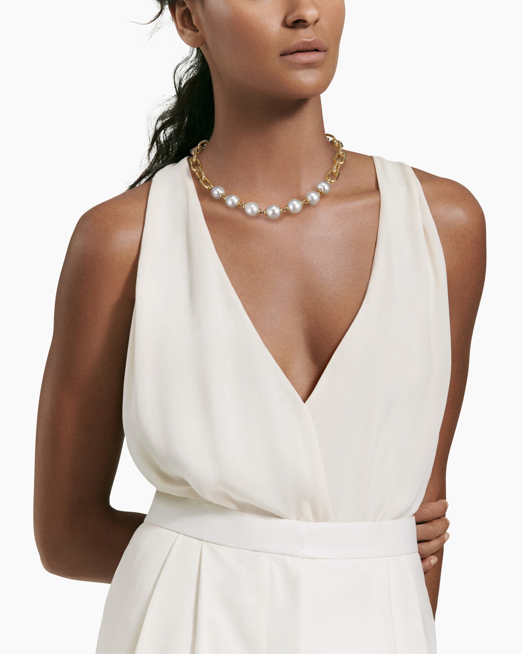 DY Madison® Pearl Chain Necklace in 18K Yellow Gold with Pearls, 13mm