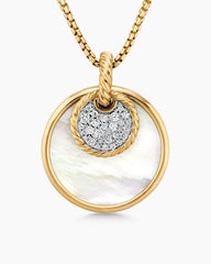 DY Elements® Convertible Pendant Necklace in 18K Yellow Gold with Black Onyx Reversible to Mother of Pearl and Diamonds, 26.6mm