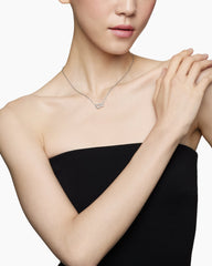 Cable Collectibles® Interlocking Heart Necklace in Sterling Silver with Diamonds, 16.4mm