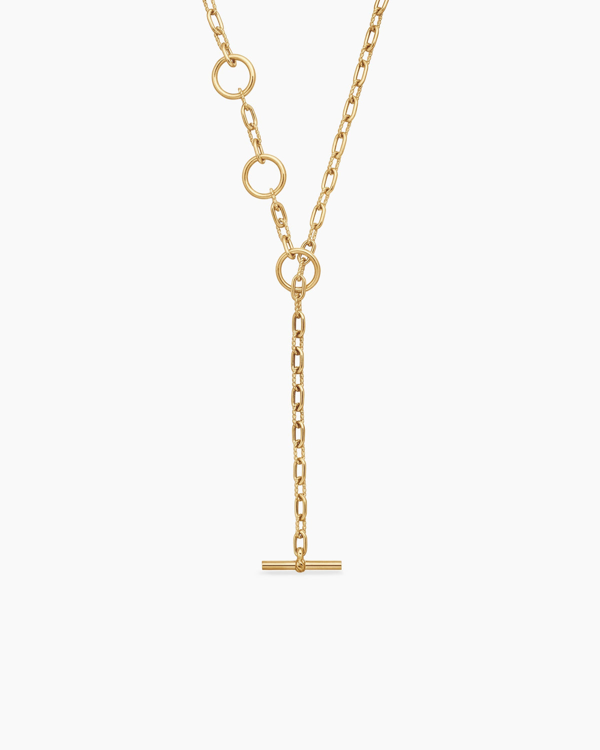 DY Madison® Three Ring Chain Necklace in 18K Yellow Gold, 3mm