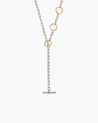 DY Madison® Three Ring Chain Necklace in Sterling Silver with 18K Yellow Gold, 3mm