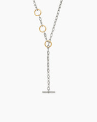 DY Madison® Three Ring Chain Necklace in Sterling Silver with 18K Yellow Gold, 3mm