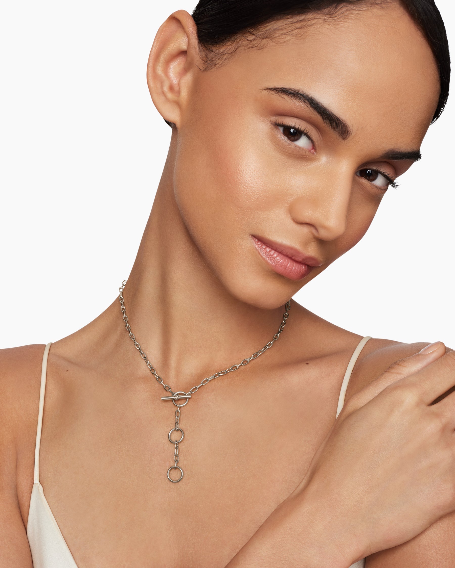 DY Madison® Three Ring Chain Necklace in Sterling Silver, 3mm