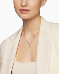 Cable Collectibles® Ribbon Necklace in Sterling Silver with Pink Sapphires, 24.4mm