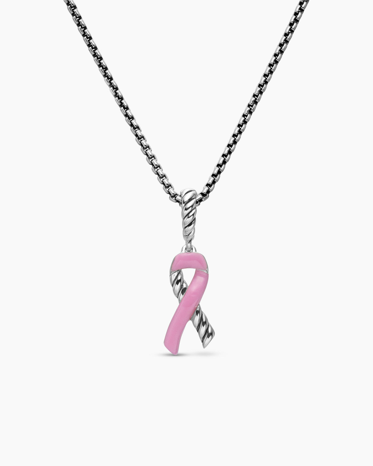 Cable Collectibles® Ribbon Necklace in Sterling Silver with Pink Enamel, 24.4mm